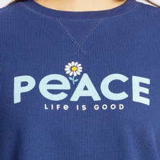 Life Is Good LS Shirt Relaxed Waffle THERMAL Tee PEACE DAISY Chest52in Womens L