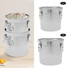 21L/33L Airtight Rice Bucket 304 Stainless Steel Canister Food Storage Container