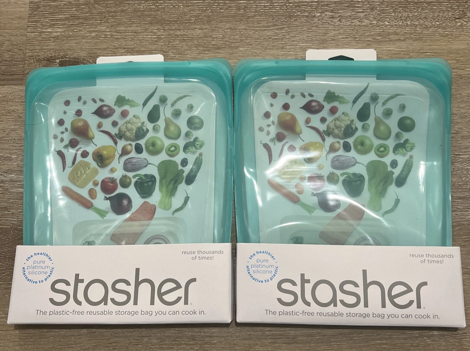 Stasher reusable silicone Half Gallon Food Bags 2pk Aqua
Opens in a new window or tab