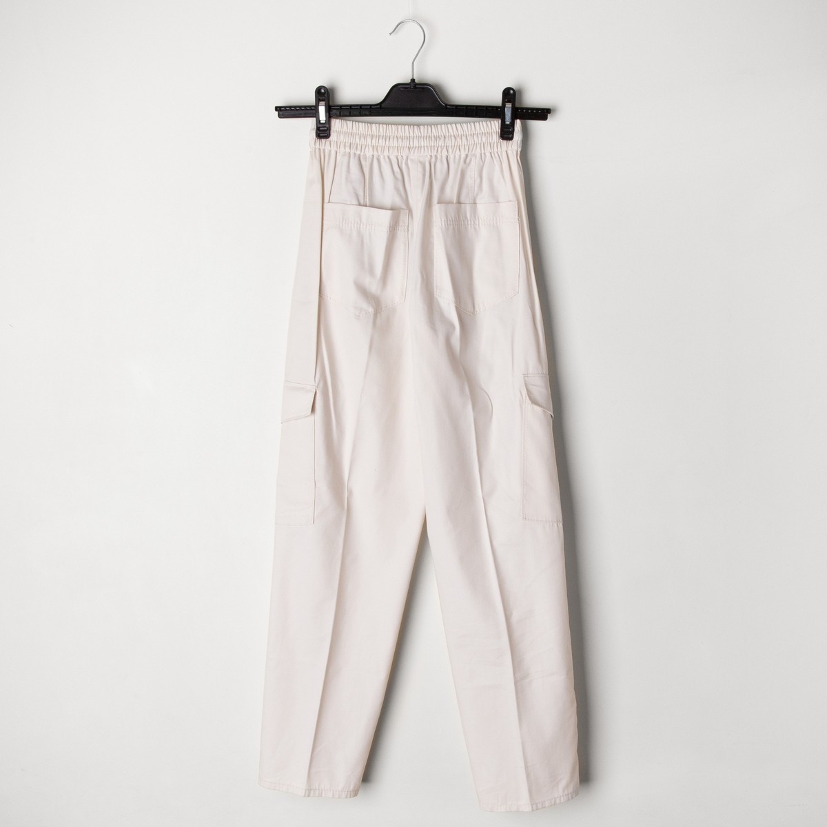 ★ Massimo Dutti★ Tezan pants with textured details 050648 Massimo Dutti Women Cargo Pants White Cotton Blend Chinos