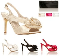 WOMENS LADIES HIGH HEEL BRIDAL WEDDING PARTY PROM PARTY SANDALS SHOES BAGS