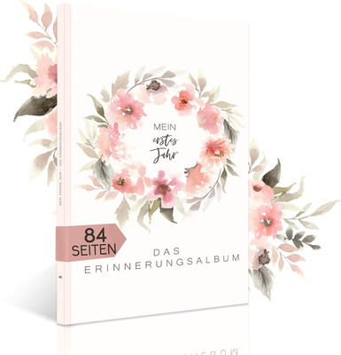 Babyalbum  Mein Erstes Jahr  A4 Fotoalbum Erinnerungsbuch Rosa   Geschenk
