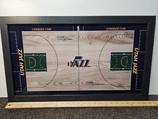 Utah Jazz Court Logo Bar Man Cave Sign Wood Black Framed