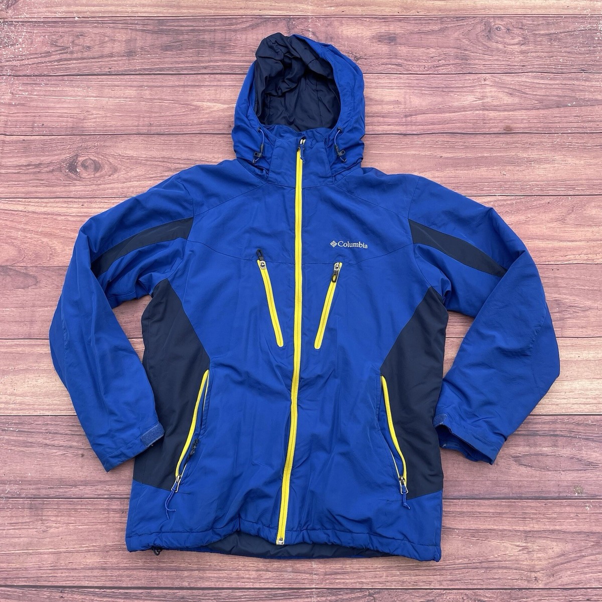 Columbia Blue Yellow Jacket Full Zip Coat RN 69724 CA 05367 Men's