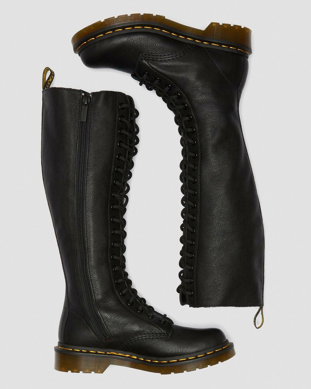 Leather Knee High Boots Black Virginia 