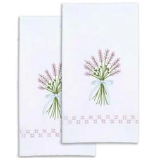 JACK DEMPSEY NEEDLEART Hand Towels Stamped Embroidery Cross Stitch LAVENDER