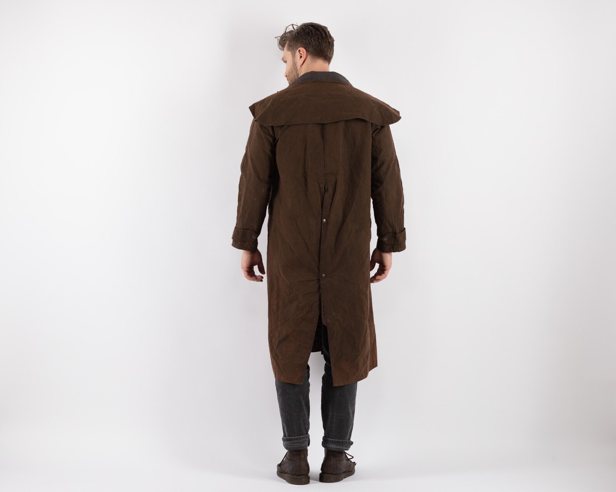 Vtg 90s DRIZA-BONE Riding Trench Coat Jacket Duster Sz XS Waxed