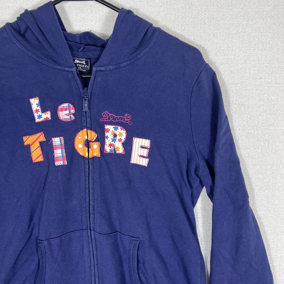 Sudadera con capucha Le Tigre cremallera completa para mujer XL deletrear Y2K colorida Foto 3 de 4