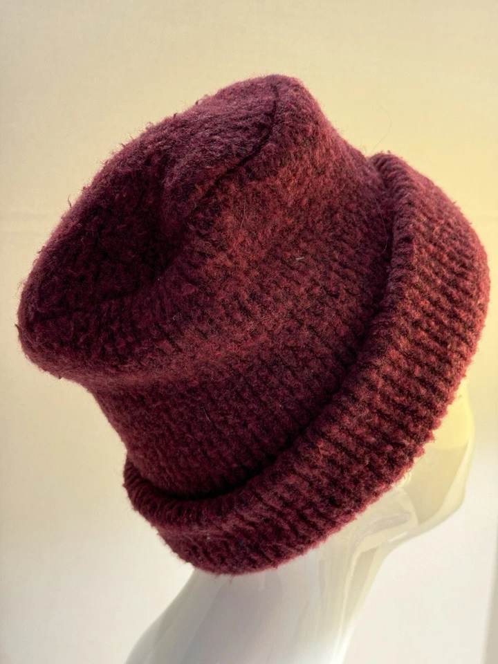 Gorra gorra Harley of Scotland de lana de vino tinto con puños RARA corona forrada unisex Foto 4 de 4