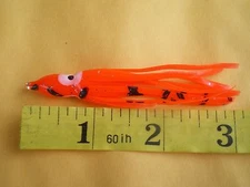 100 PCS. 3" (7.5cm.) RED SQUID SKIRT HOOCHIES, OCTOPUS LURE BAITS