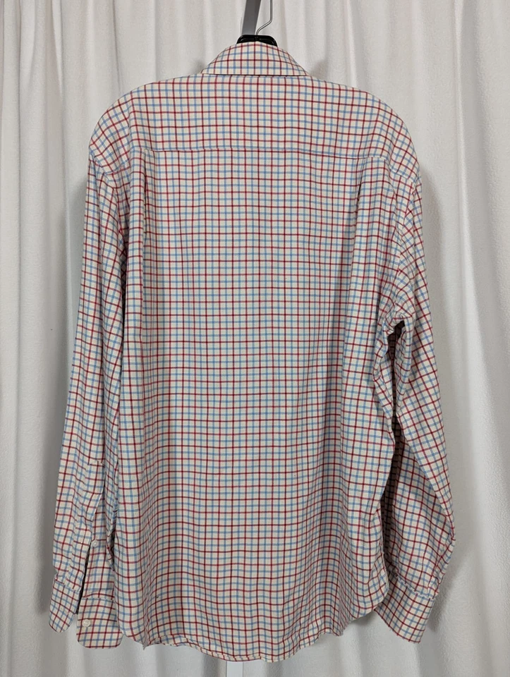 Loro Piana Red Blue Cream Flannel Plaid Windowpane Shirt 18 | 45 Italy - Image 3 of 4
