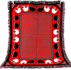 Elephant Throw or Small Rug Reversable Vintage 1971 Leonardo Looms Red & Blue