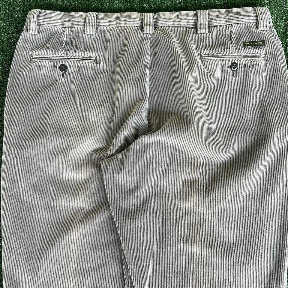 Calça de veludo cinza perna larga masculina vintage anos 90 Y2K 40x29 20" abre estilo JNCO - Imagem 2 de 4