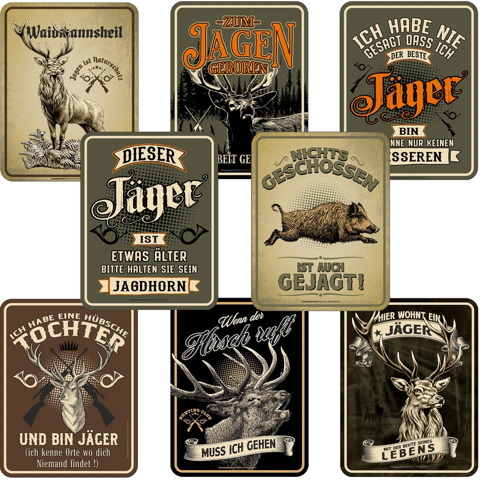 Jäger Blechschild Sprüche Wildschwein Revier Jagd Jagen Natur 22x17 Jagdhütte