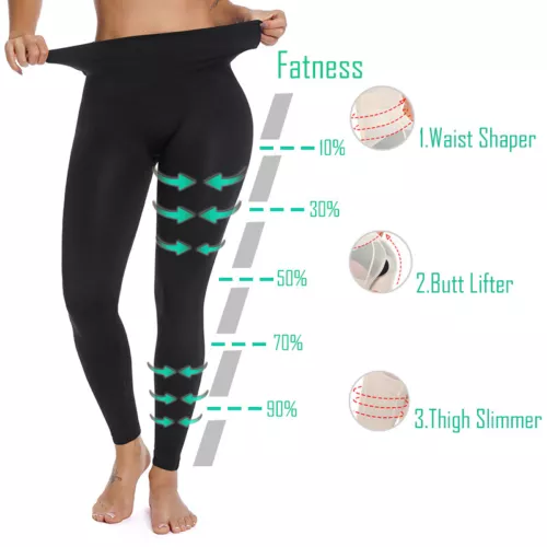 Women's Slimming High-Waisted Shaping Leggings Tummy Control Body Shapewear Tone - Picture 5 of 38