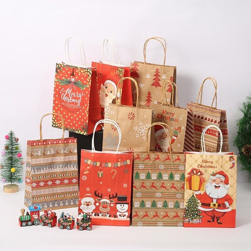 5/10Pcs Christmas Gift Bags Large with Handles Christmas Tote Bags Bulk