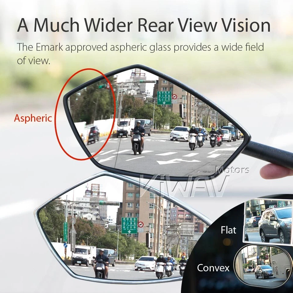 KiWAV PalmII Black Mirrors with Black Adapter for Honda Deauville NT700VA 10- - Image 3 of 4