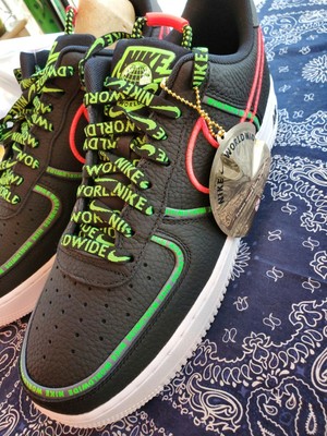 NIKE AIR FORCE 1 '07 PRM WW 'WORLDWIDE' BLACK-FLASH CRIMSON MNS 12 Brand  New! | eBay