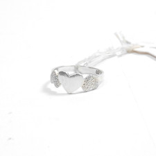 silver 950, one-of-a-kind, Heart design,  handmade design ring, US size 6