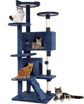 54in Cat Tree Tower, Multi Level Activity Center, with Scratching Posts