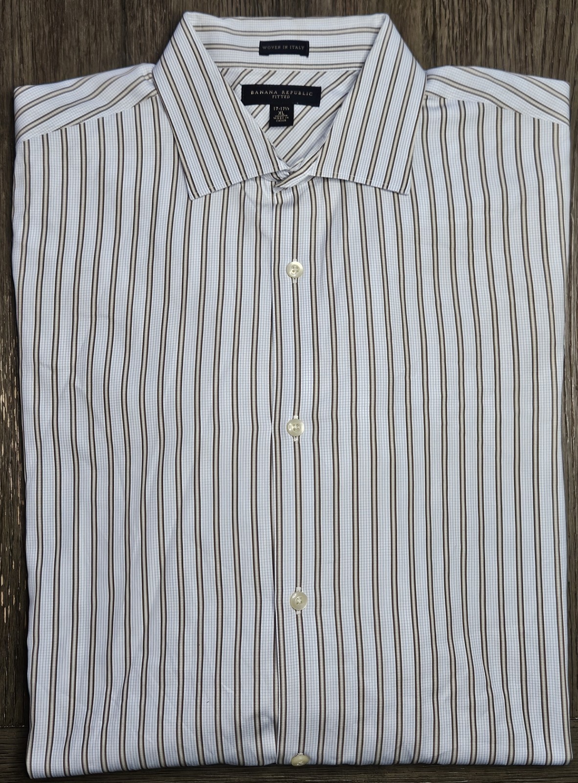 Mens Banana Republic Fitted Long Sleeve Striped Button Up Shirt XL 17 17 1/2