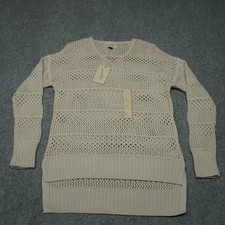 New Universal Thread Women's Sweater Cream Small Cotton Open Knit Winter