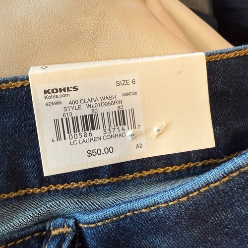 Jeans skinny crop NUOVI CON ETICHETTE LC LAUREN CONRAD lavaggio scuro vita media taglia 6 - Foto 12 di 13