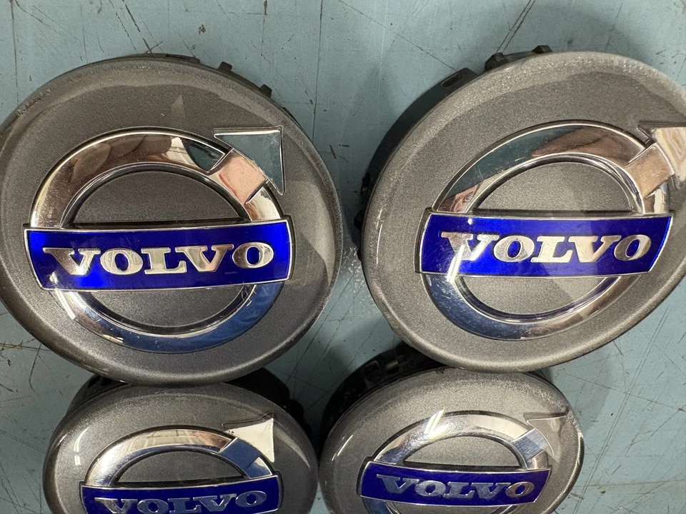 Volvo Iron Mark Wheel Center Cap Set Silver/Blue #30666913 S60/XC60/S40/S80 ETC - Image 3 of 4
