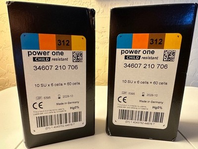 Power One Size 312 Hearing Aid Battery - (2) BOXES of 60 EA. - 10 PACKS PER BOX