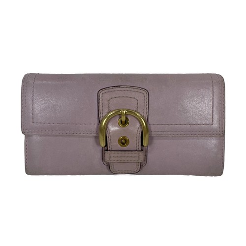 Coach Vintage Soho Purple Lilac Leather Buckle Magnetic Folding Long Wallet
