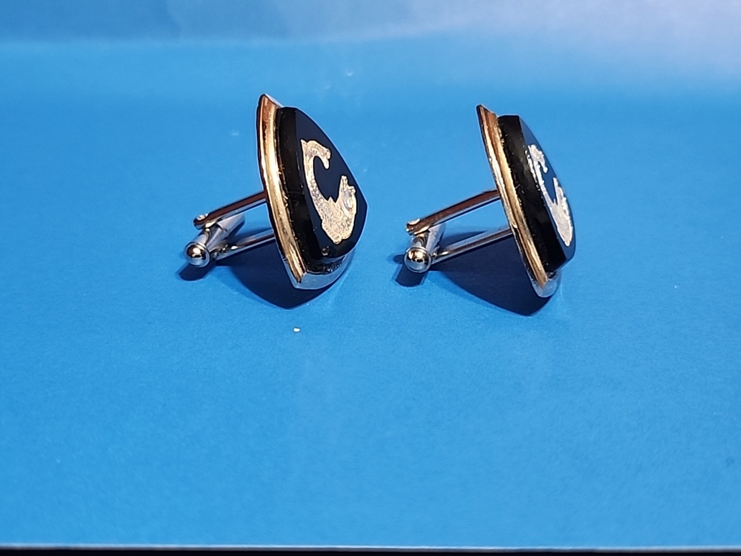 Fish Triangular Shape Bullet Back Silvertone Blac… - image 11