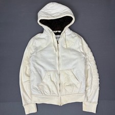 Y2K Aeropostale Sherpa Fur Lined Full Zip Hoodie Men's Size Medium White