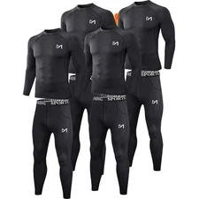 8Pieces Mens Thermal Underwear Long Johns 4Set Top&Bottom Winter Warm Base Layer