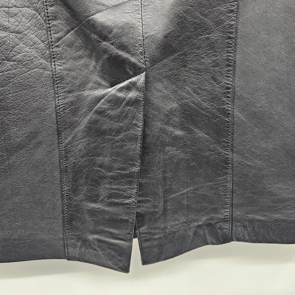 Falda lápiz Lord & Taylor vintage de cuero negro talla 8 Foto 4 de 4