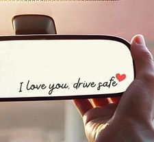 3X I Love You Drive Safe Mirror Sticker, Car Stickers for Women, Iluds Black
