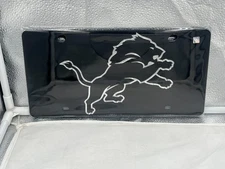 Detroit Lions NFL Black Acrylic Lasercut License Plate Wincraft