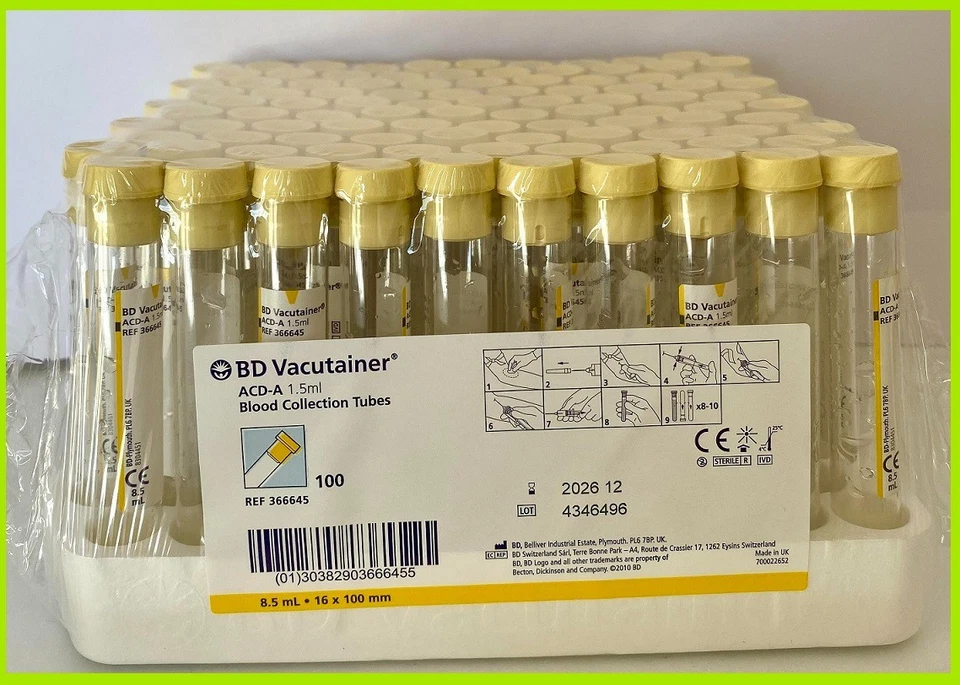 VAMPIRE FACIAL HAIR LOSS PLATELET RICH PLASMA -ACD-A TUBES I Vacutainer 8.5ml I LONG EX.DATE