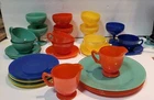 Set Of 30 Vintage Anchor Hocking Fire King Rainbow Dishes MCM Retro