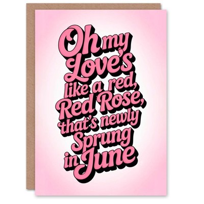 Robert Burns Red Rose Poem Romantic Love Quote Valentine's Day Card