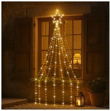 Waterfall 2D Christmas Tree with Warm White LEDs, Star Top, Twinkle, Timer, 10m