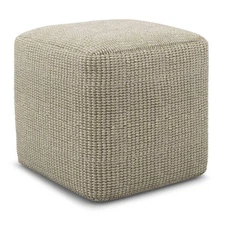 WyndenHall Pouf Footrest Square Contemporary Patio Bedroom Cream Natural