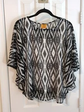 Ruby Red Sheer Black & White Circle Top With White Camisole