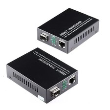 2 PCS 1.25G/s Gigabit Fiber Ethernet Media Converter SFP Slot To RJ45