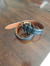 Vintage Coach Calfskin and Solid Brass Black Belt Made In USA Size 32