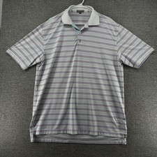 Peter Millar Summer Comfort Polo Shirt Men Size Large White Striped Short Sleeve