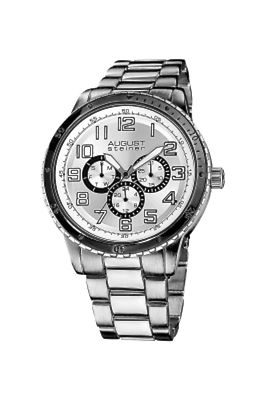 NEW August Steiner AS8060SL Men's Silver Alloy Metal Case Casual Chrono Watch