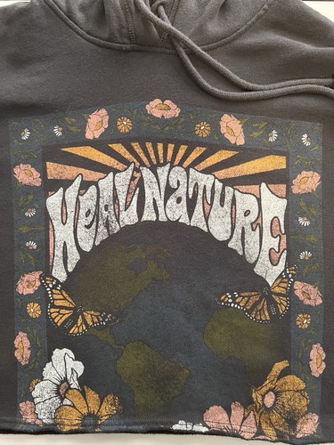 Hollister Women's Junior's Crop Hoodie Dark Gray Size L - Picture 3 of 4