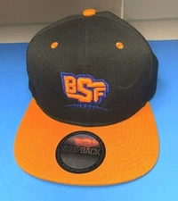 NWT BSF Orange Black Snapback Cap One Size 6 Panel Vented Football Baseball Hat