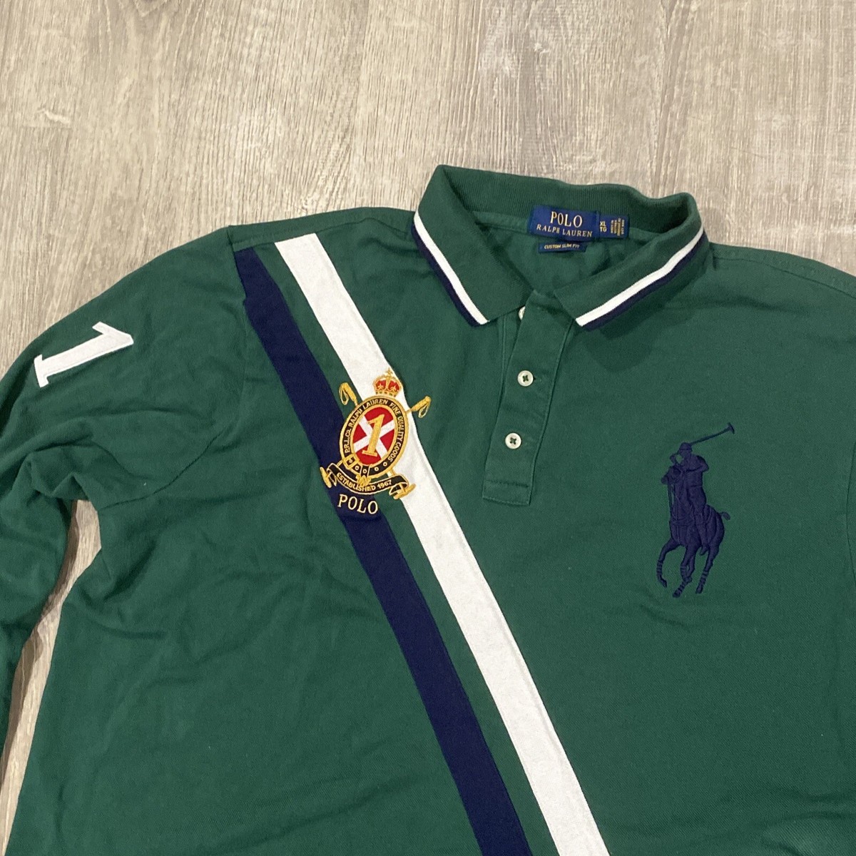 ★★POLO RALPH LAUREN★★ Crest Capsule Custom Slim Fit Jers Polo Ralph Lauren Custom Slim Fit Big Pony Gold Crest Block
