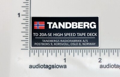 Tandberg TD-20A-SE High Speed Tape Recorder Badge Logo Emblem Custom Made Metal